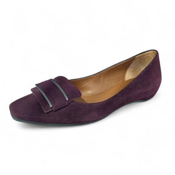 Aquatalia Mindy Suede Slip On Loafers Flats in Burgundy Dark Plum Size 6 - Picture 1 of 11